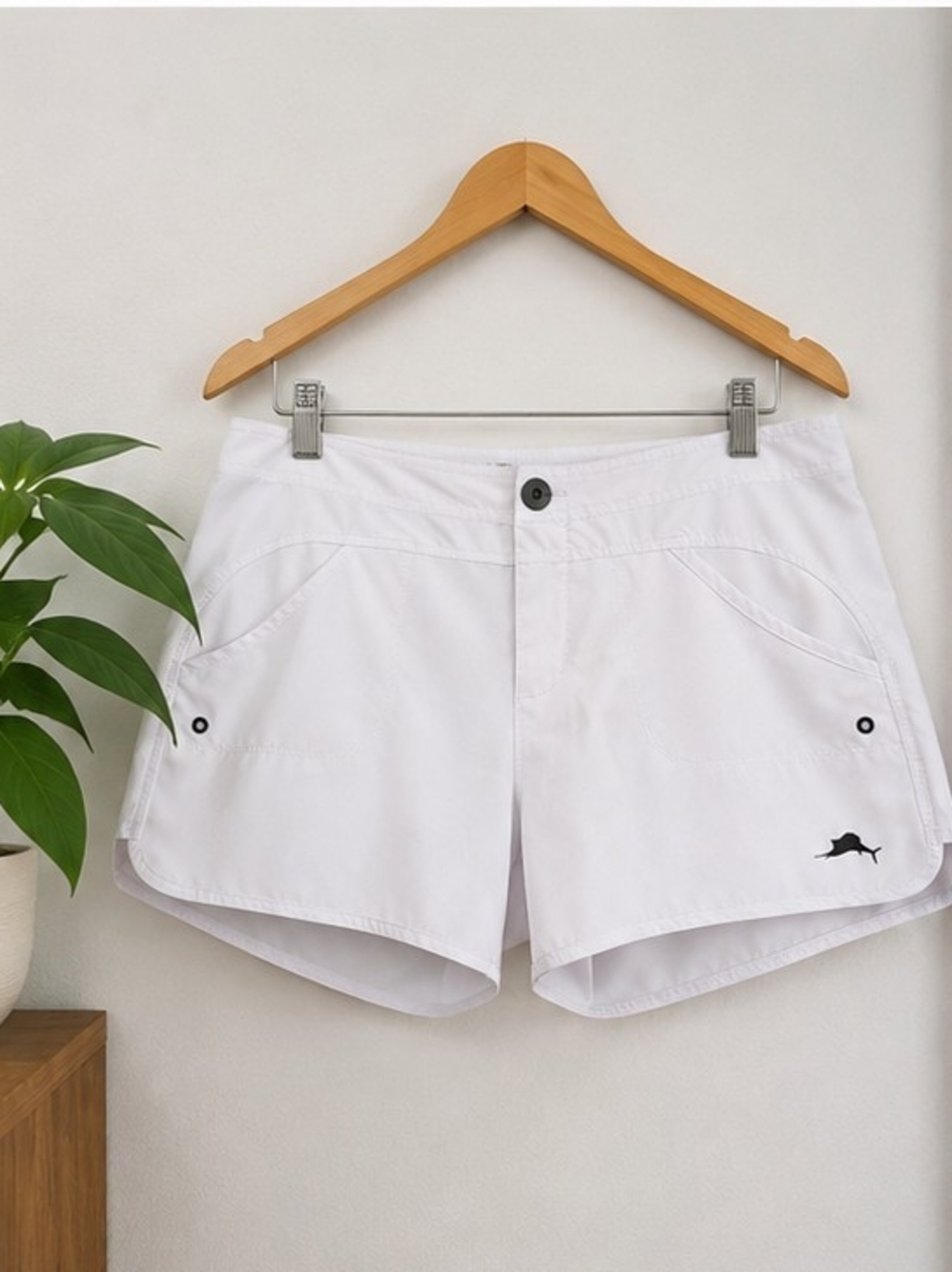Pelagic White Women's Athletic Shorts with Subtle Logo